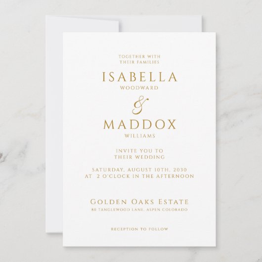 Moderne foto gouden typografie bruiloft kaart (Voorkant)