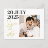 Moderne foto Gouden Typografie SAVE THE DATE Aankondigingskaart (Voorkant)