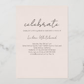 Moderne Foto Grad Blush Roze Folie Uitnodiging (Achterkant)
