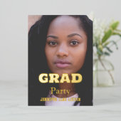 MODERNE FOTO GRAD FEEST FOLIE UITNODIGING (Staand Voorkant)