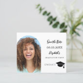 Moderne foto Graduation Party Save the Date kaart (Staand voorkant)