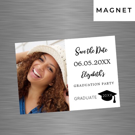 Moderne foto Graduation Party Save the Date kaart Magnetische Uitnodiging