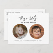 Moderne foto grappige Kinderen redden de datum van Aankondigingskaart (Voorkant / Achterkant)