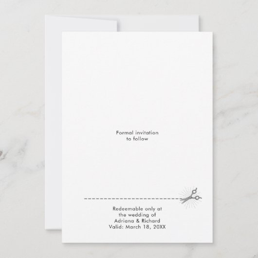 Moderne foto gratis Booze Coupon Weddenschap Save The Date (Achterkant)