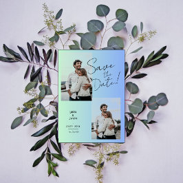 Moderne foto groen blauw verloop opslaan de datum kaart