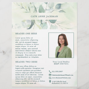 Moderne foto groen eucalyptus elegant rustiek flyer