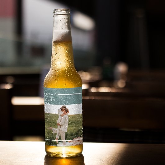 Moderne foto Groene familie — liefdevol cadeau Bier Etiket