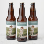 Moderne foto Groene familie — liefdevol cadeau Bier Etiket (Flessen)