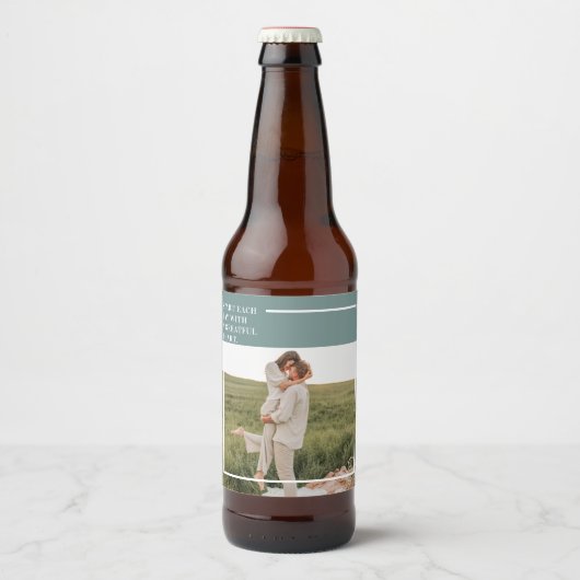 Moderne foto Groene familie — liefdevol cadeau Bier Etiket (Voorkant)