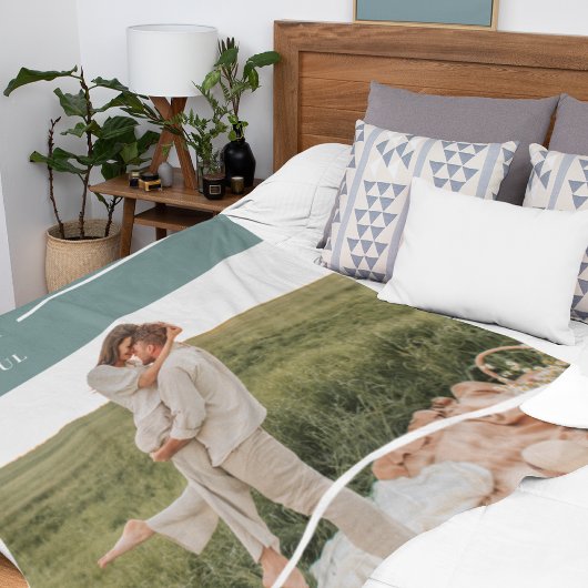 Moderne foto Groene familie — liefdevol cadeau Fleece Deken