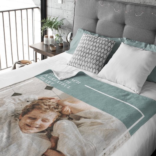 Moderne foto Groene familie — liefdevol cadeau Sherpa Deken