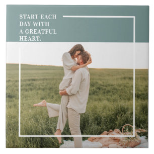 Moderne foto Groene familie — liefdevol cadeau Tegeltje