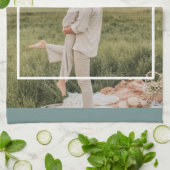 Moderne foto Groene familie — liefdevol cadeau Theedoek (Gevouwen)