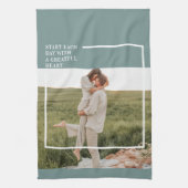 Moderne foto Groene familie — liefdevol cadeau Theedoek (Verticaal)