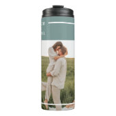 Moderne foto Groene familie — liefdevol cadeau Thermosbeker (Voorkant)