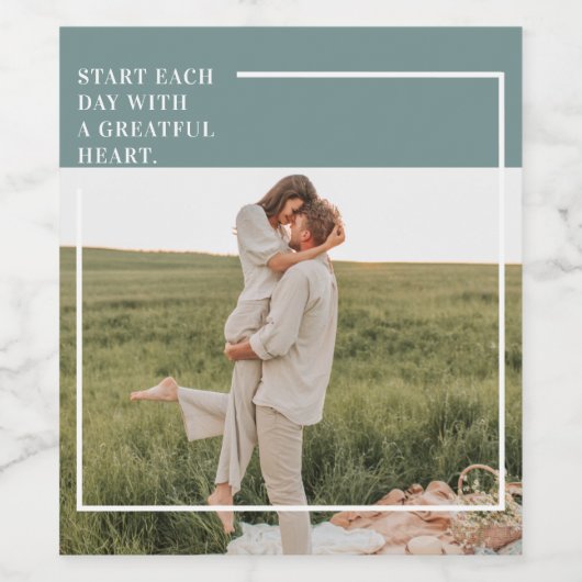 Moderne foto Groene familie — liefdevol cadeau Wijn Etiket (Enkel label)