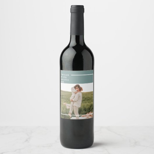 Moderne foto Groene familie — liefdevol cadeau Wijn Etiket (Voorkant)