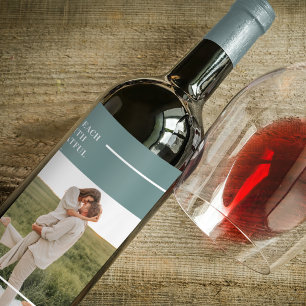 Moderne foto Groene familie — liefdevol cadeau Wijn Etiket