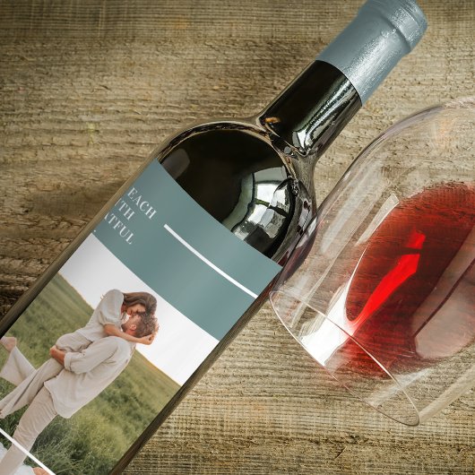 Moderne foto Groene familie — liefdevol cadeau Wijn Etiket