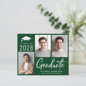 Moderne foto Groene Graduation Party uitnodiging (Staand voorkant)