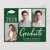 Moderne foto Groene Graduation Party uitnodiging (Voorkant)