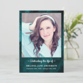 Moderne foto groene marmer orde van dienst begrafe programmakaart (Staand voorkant)