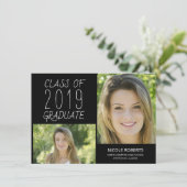 Moderne Foto Hand Geletterde Afstudeerfeest Uitnod Aankondiging (Staand voorkant)