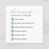 Moderne foto handgemaakte sieraden script sociale  vierkante visitekaartje (Achterkant)