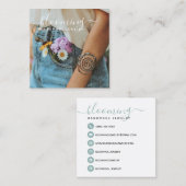 Moderne foto handgemaakte sieraden script sociale  vierkante visitekaartje (Voorkant / Achterkant)