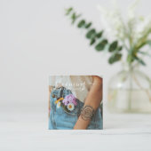 Moderne foto handgemaakte sieraden script sociale  vierkante visitekaartje (Staand voorkant)