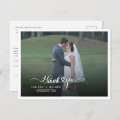 Moderne foto handgeschreven bruiloft bedankt briefkaart (Voorkant / Achterkant)