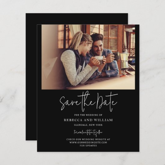 Moderne foto handgeschreven bruiloft Bewaar de dat (Voorkant / Achterkant)