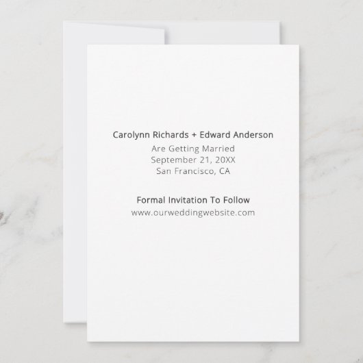 Moderne foto handgeschreven bruiloft Bewaar de dat Save The Date (Achterkant)