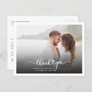 Moderne foto-handgeschreven bruiloft Dank je Briefkaart