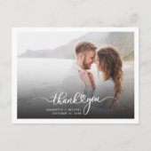 Moderne foto-handgeschreven bruiloft Dank je Briefkaart (Voorkant)