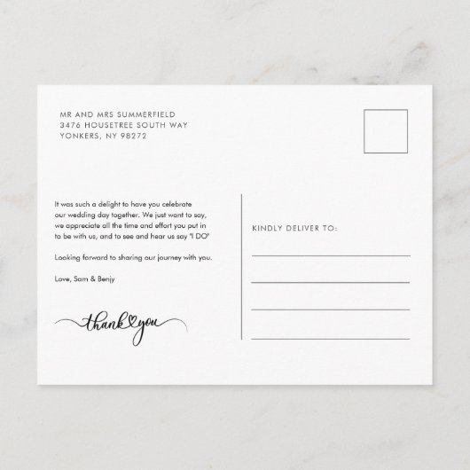 Moderne Foto Handgeschreven Trouw Trouwkaart Briefkaart (Achterkant)