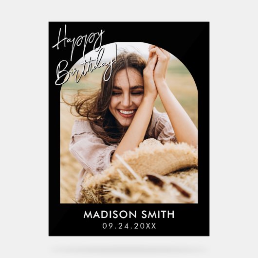 Moderne foto Happy Birthday Acryl Bord (Voorkant)