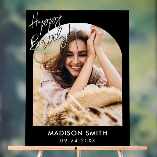 Moderne foto Happy Birthday Acryl Bord (Neutraal)