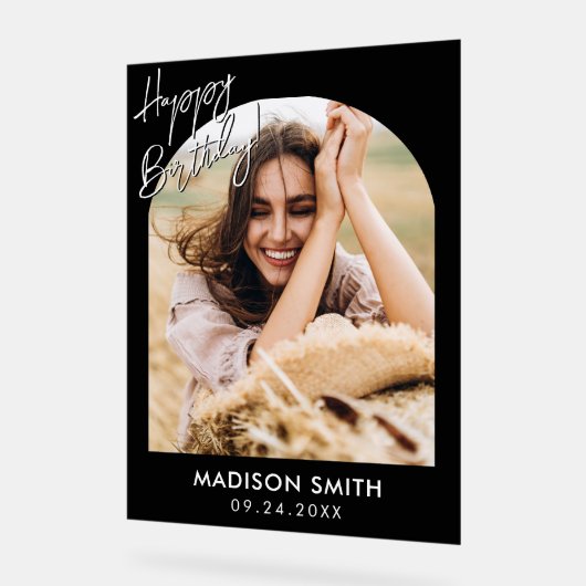 Moderne foto Happy Birthday Acryl Bord (Hoek)