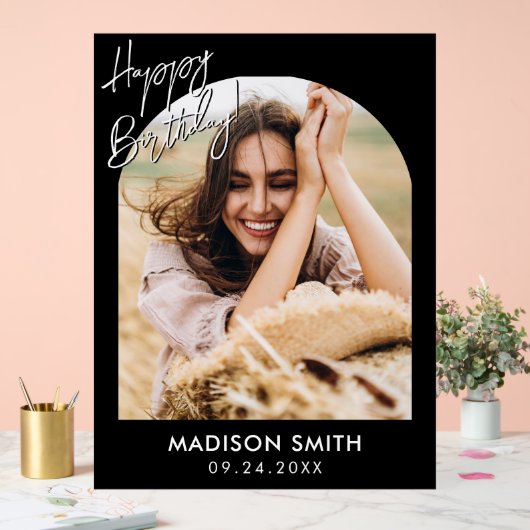 Moderne foto Happy Birthday Acryl Bord (Huwelijk)