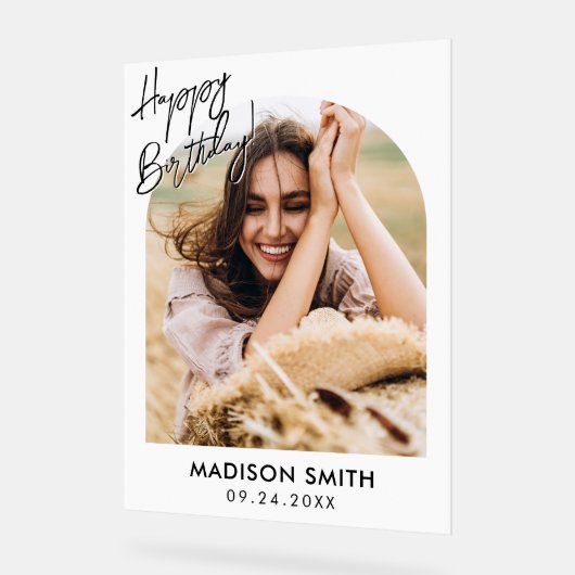 Moderne foto Happy Birthday Acryl Bord (Hoek)