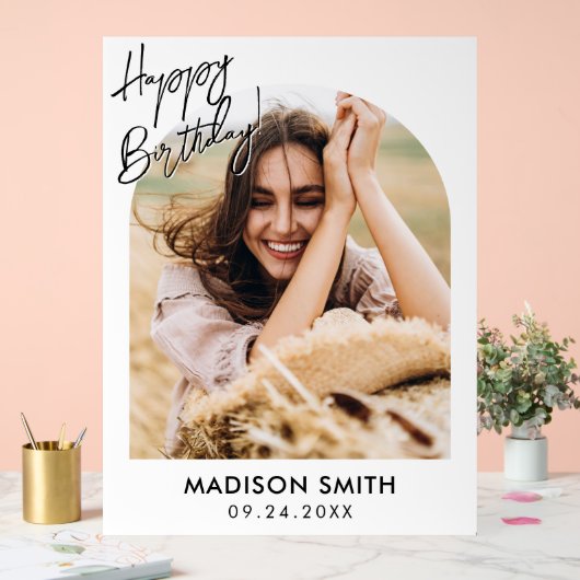 Moderne foto Happy Birthday Acryl Bord (Huwelijk)