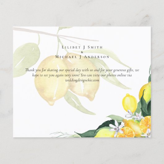 Moderne foto Hartelijk dank voor het Kaart Lemons- (Achterkant)