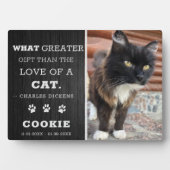 Moderne foto-herdenking aan kat in donker hout fotoplaat (voorkant)