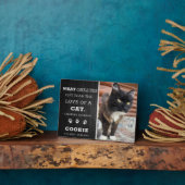 Moderne foto-herdenking aan kat in donker hout fotoplaat (Zijkant)