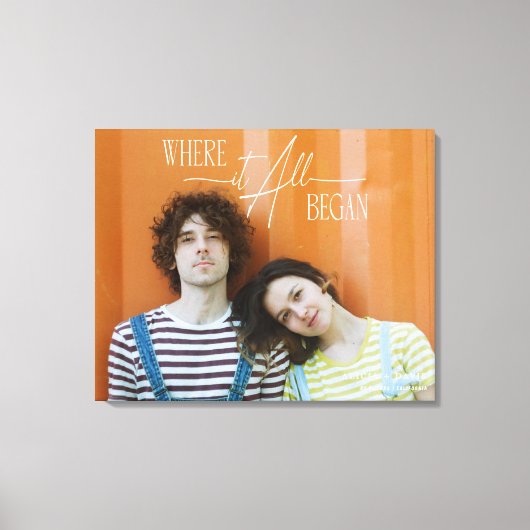 Moderne Foto Herdenkings- Verloving Huwelijksdatum Canvas Afdruk (Voorkant)