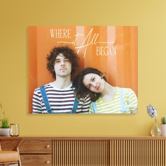 Moderne Foto Herdenkings- Verloving Huwelijksdatum Canvas Afdruk (Insitu (Woonkamer))