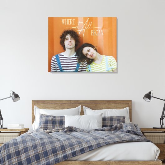 Moderne Foto Herdenkings- Verloving Huwelijksdatum Canvas Afdruk (Insitu (Slaapkamer))
