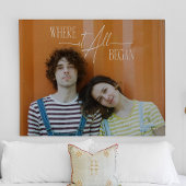 Moderne Foto Herdenkings- Verloving Huwelijksdatum Canvas Afdruk