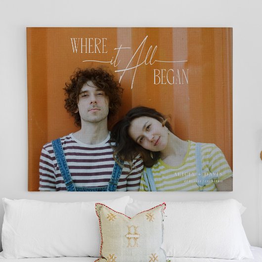 Moderne Foto Herdenkings- Verloving Huwelijksdatum Canvas Afdruk